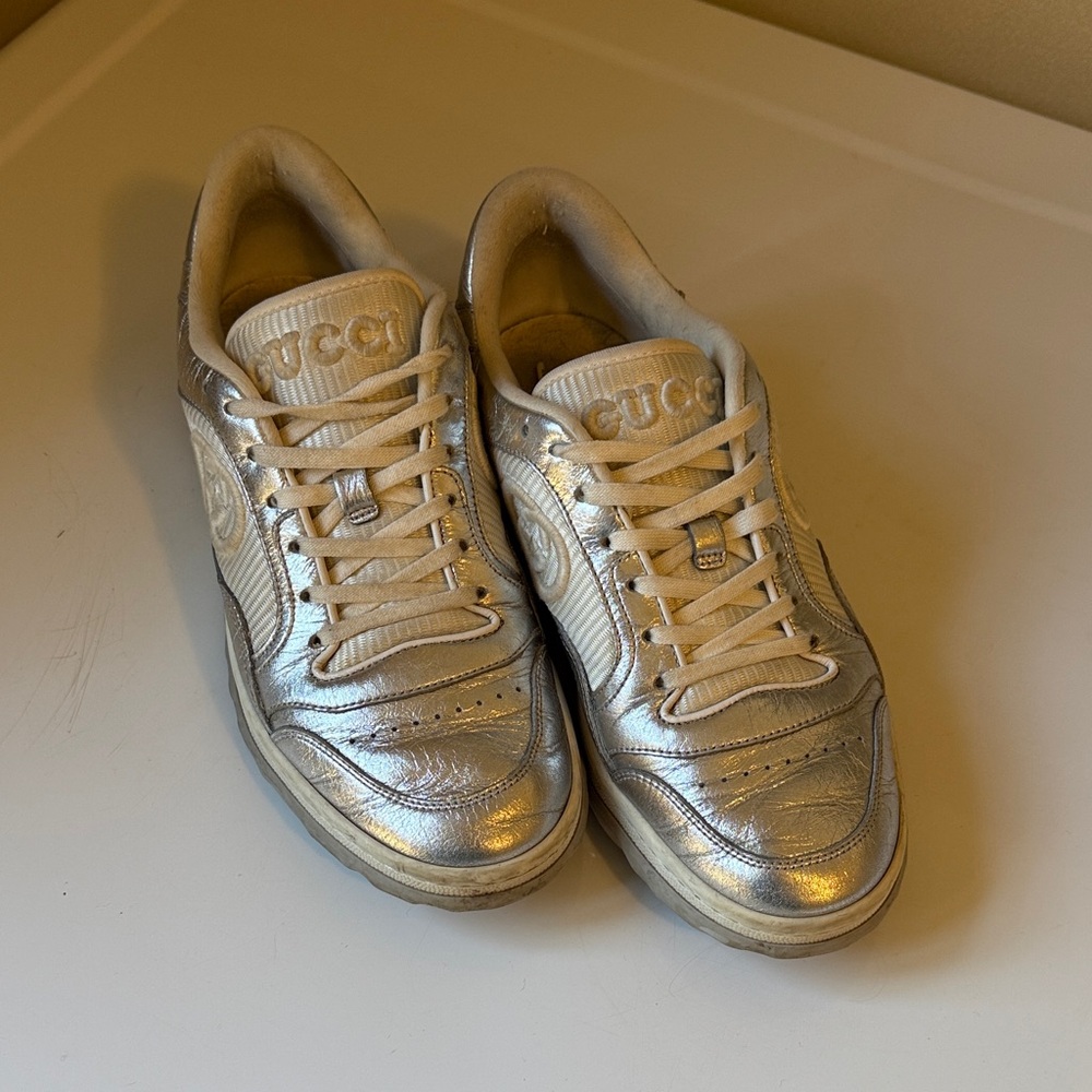 Gucci Metallic Silver Sneakers